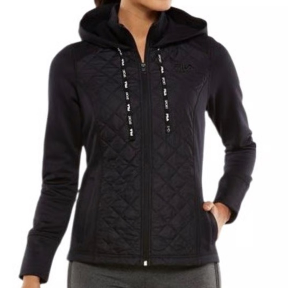 Fila Sport quilted front zip-up hoodie jacket
